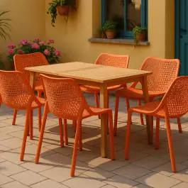 Chaise de patio Bea - Empilable - Cognac - Plastique - G-Line