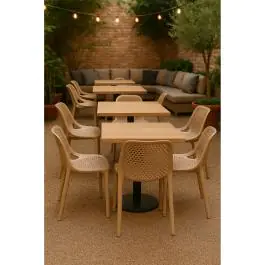 Chaise de patio Bea - Empilable - Taupe - Plastique - G-Line