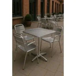 Table de patio - Argent - Aluminium - H 74 x L 70 x P 70 cm - G-Line