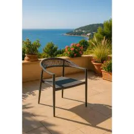 Chaise de patio Joanna - Empilable - Accoudoirs - Rotin - Anthracite - G-Line