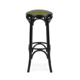 Tabouret de bar de café - Assise verte - Noyer - G-Line