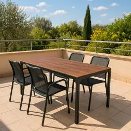 Table de bar de terrasse - Plateau aspect bois - Structure en aluminium - G-Line