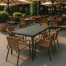 Table de patio - Plateau aspect granit - Structure en aluminium - G-Line