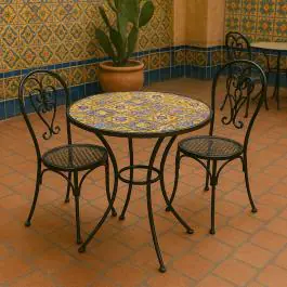 Table de patio - Céramique - Acier noir - Ronde - Ø 70 cm - G-Line