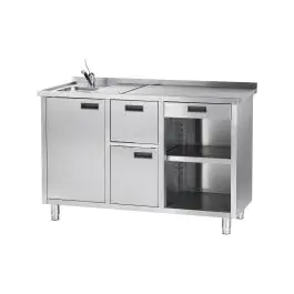 Etabli distributeur de café - H 100 x 150 x 70 CM - Evier - Inox - G-Line